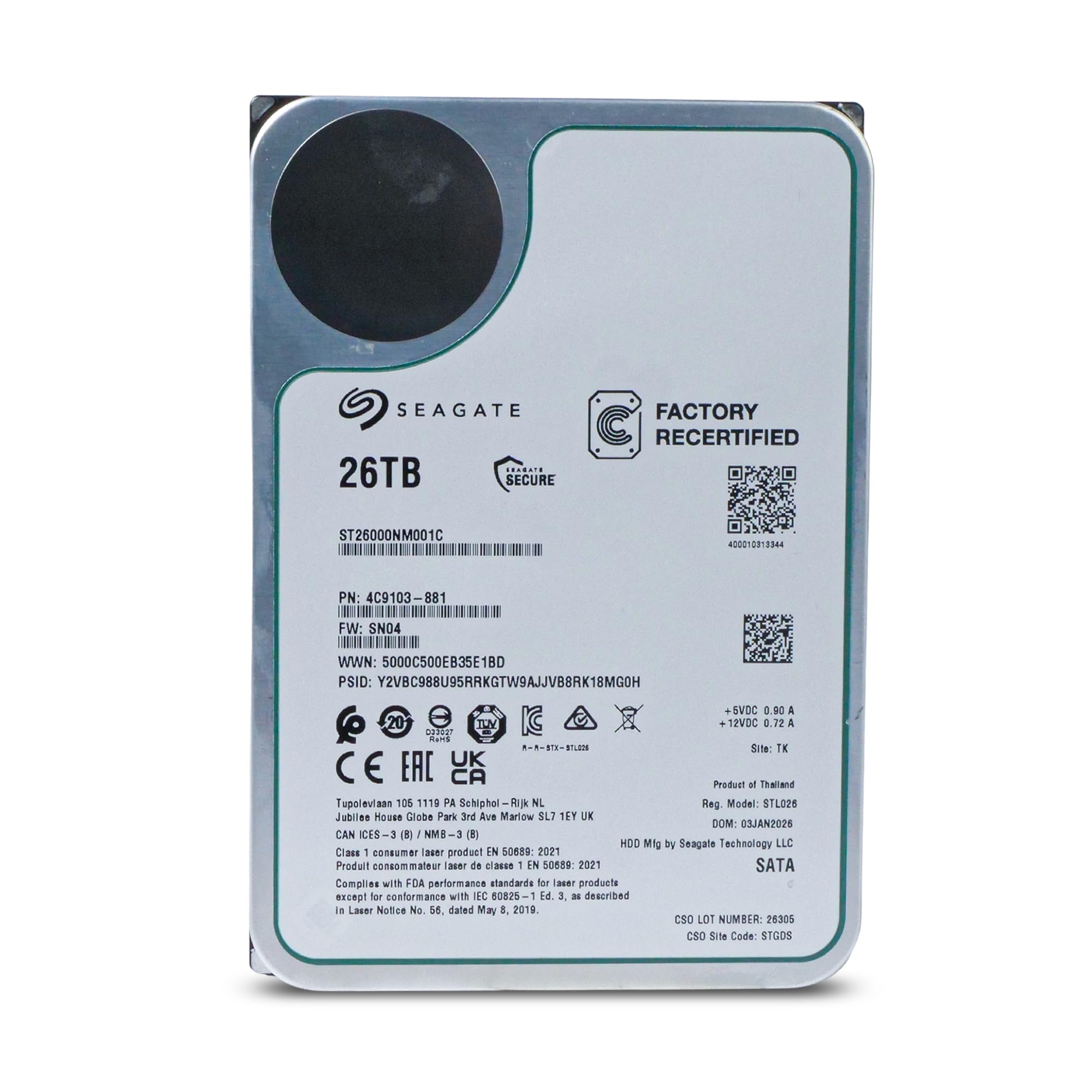 Amazon.com: Seagate Exos ST26000NM001C 26TB 7200 RPM SATA 6Gb/s